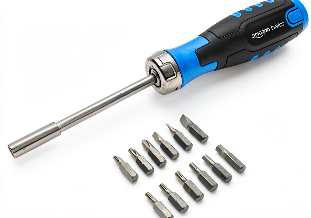 Amazon Basics 12-in-1 screwdriver set with bits stored in handle