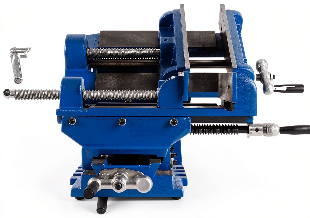 Ama-haohao Cross Slide Drill Press Vise in use on a workbench