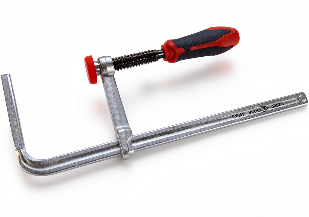 Woodcraft hand screw clamp in use on a wooden board