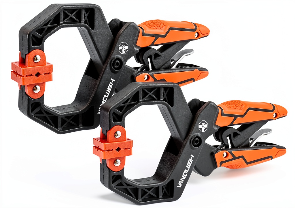 VANQUISH ratcheting hand clamps holding wood pieces during assembly