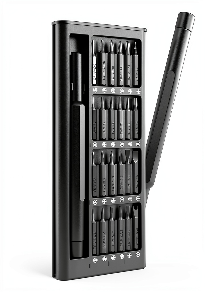 OEAGO 25-in-1 screwdriver set with bits displayed in organized case
