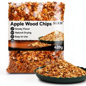 Apple Wood Chips Sukh 420G Smoker – LY-Smoking Dry Dense for Grilling-0