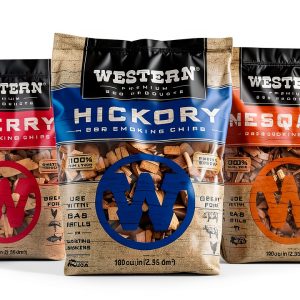 Western BBQ Wood Smoking Chips Pack of 4 Cherry Hickory Mesquite Pecan-0