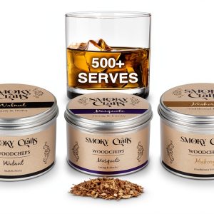 5 x 2oz Wood Chips for Cocktail Smoker (Set of 5: Cherry, Hickory, Apple, Mesquite, Walnut) - 5 Flavors of Smoking Gun Wood Chips - Whiskey Gifts for Men-0