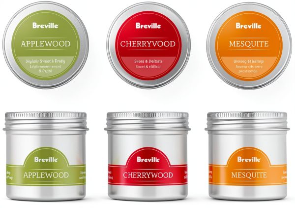 Breville Commercial BSM600AWC0NUC1 Classic Smokehouse Wood Chip Kit for Smoking Gun Pro CSM700, 4 Piece, Hickory, Mesquite, Applewood, and Cherrywood-2