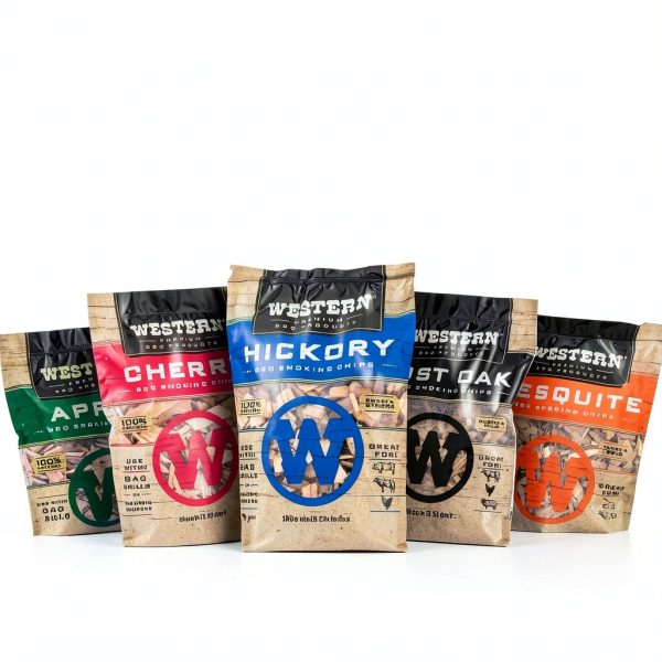 Western BBQ Wood Smoking Chips Pack of 4 Cherry Hickory Mesquite Pecan-2